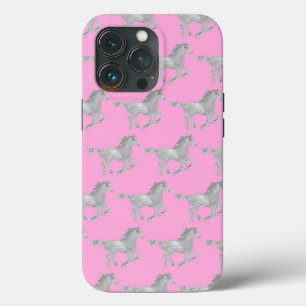 Chrome Horse Pink Background iPhone 13 Pro Case