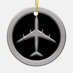 Chrome Jet Aeroplane Ceramic Tree Decoration