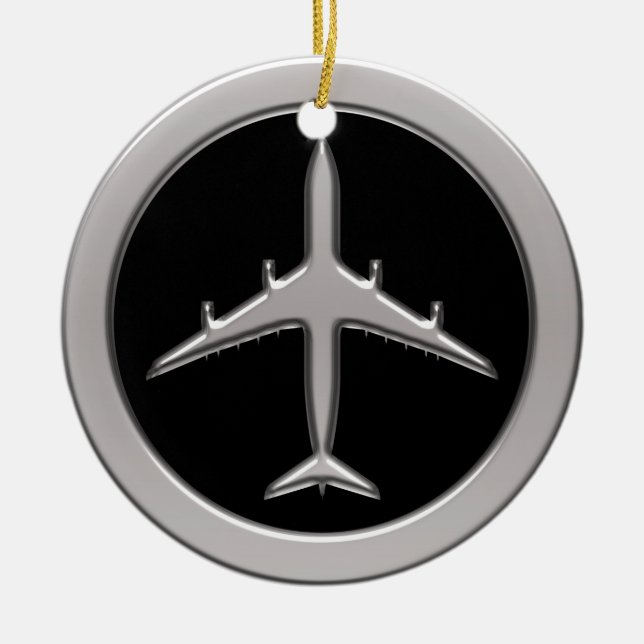 Chrome Jet Aeroplane Ceramic Tree Decoration (Front)