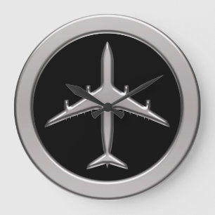 Chrome Jet Aeroplane Large Clock