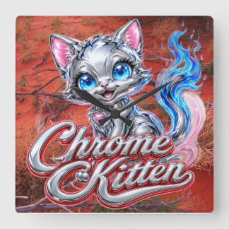 Chrome Kitten Outback Purrer Clock