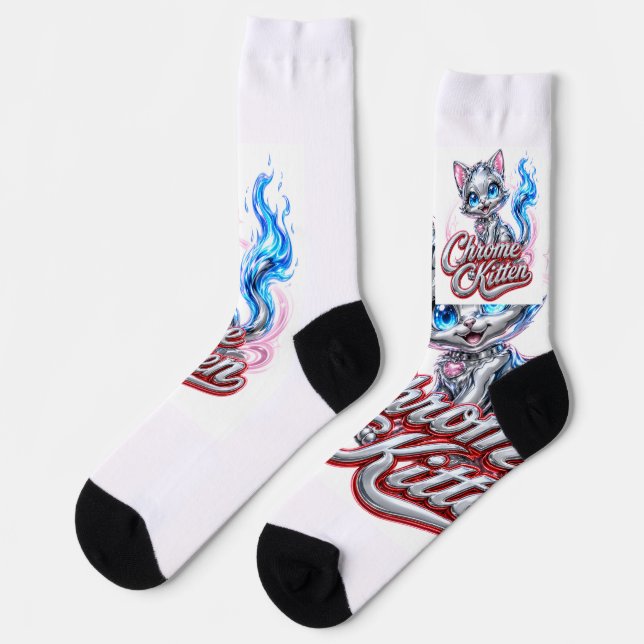 CHROME KITTEN "sliders" crew sock (Left)