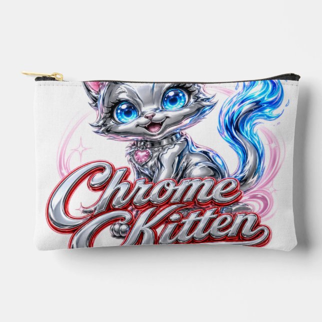 Chrome Kitten zip pouch/pencil case Accessory Pouch (Front)