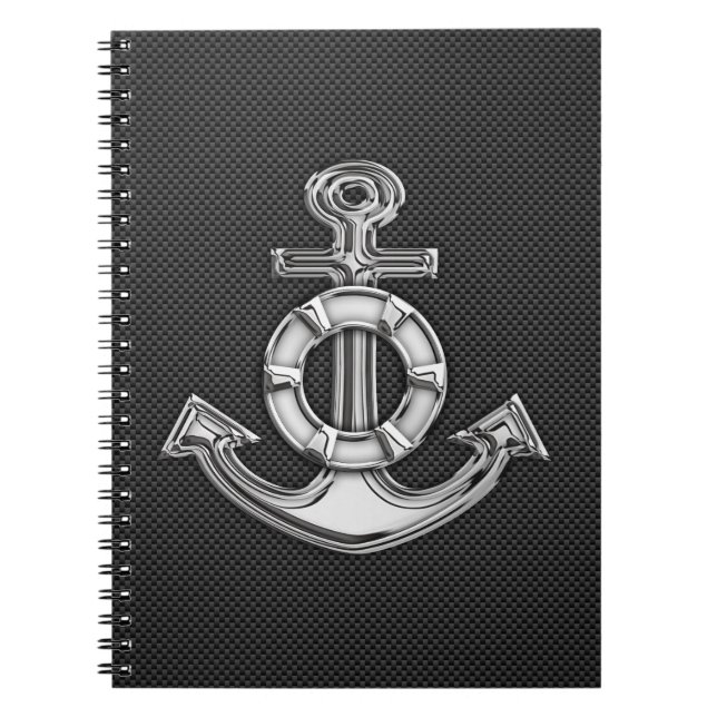 Chrome Lifesaver Anchor on Carbon Fibre Notebook (Front)