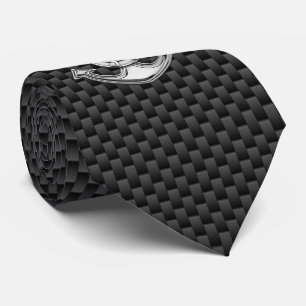 Chrome Lifesaver Anchor on Carbon Fibre print Tie