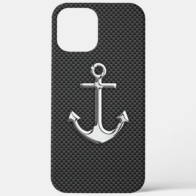 Chrome Like Anchor on Carbon Fibre Case-Mate iPhone Case (Back)