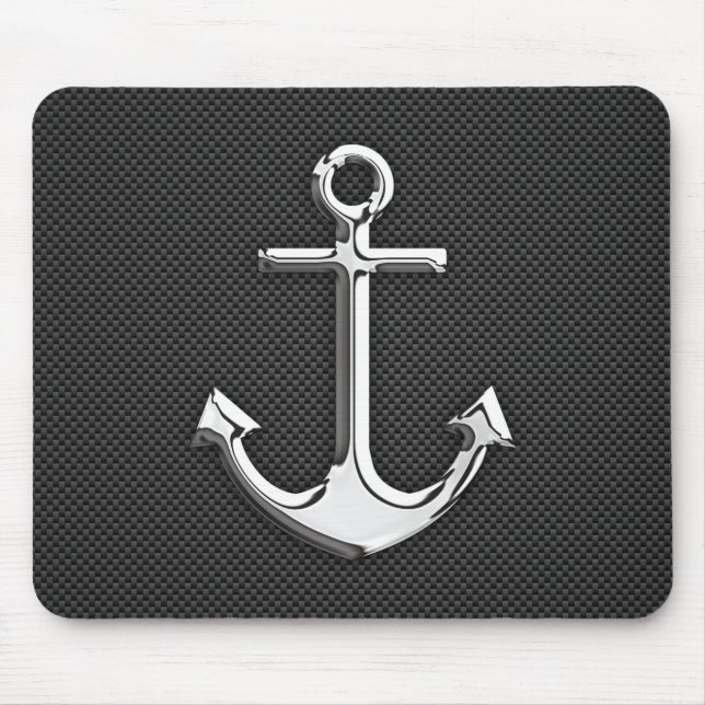 Chrome Like Anchor on Carbon Fibre Mouse Pad (Front)