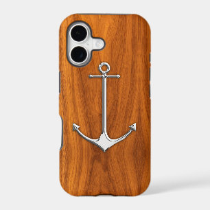 Chrome Like Anchor on Teak Nautical Lifestyle