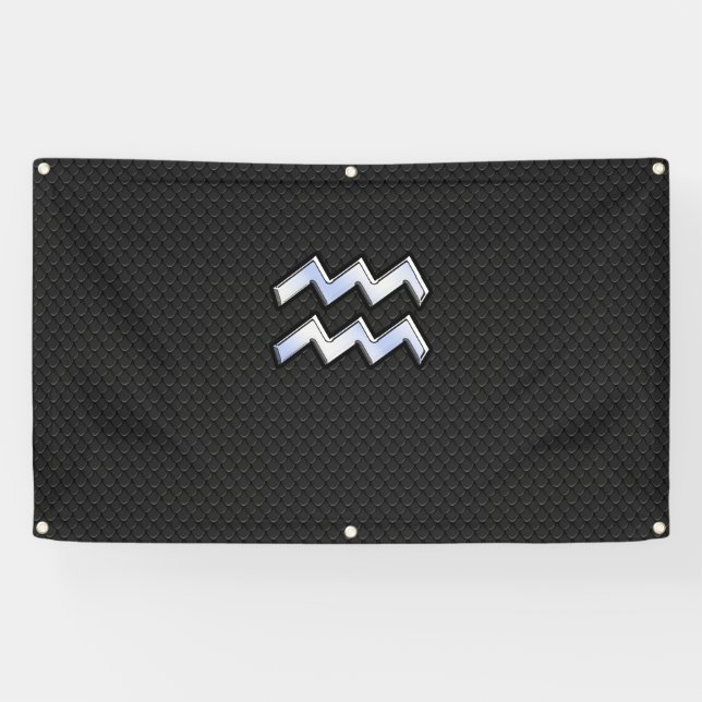 Chrome like Aquarius Zodiac in Snake Skin Banner (Horizontal)