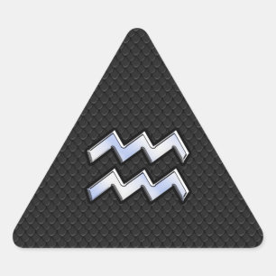Chrome like Aquarius Zodiac in Snake Skin Triangle Sticker