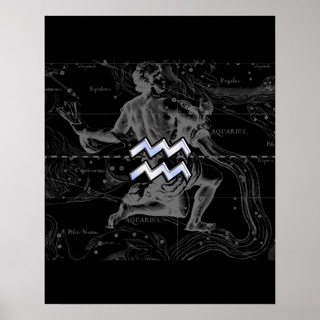 Chrome like Aquarius Zodiac Sign on Hevelius (Front)