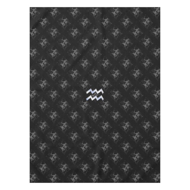 Chrome like Aquarius Zodiac Sign on Hevelius 1690 Tablecloth (Front)