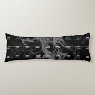 Chrome like Aquarius Zodiac Sign on Hevelius Body Cushion