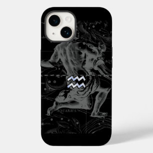 Chrome like Aquarius Zodiac Sign on Hevelius Case-Mate iPhone 14 Case