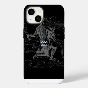Chrome like Aquarius Zodiac Sign on Hevelius iPhone 14 Case