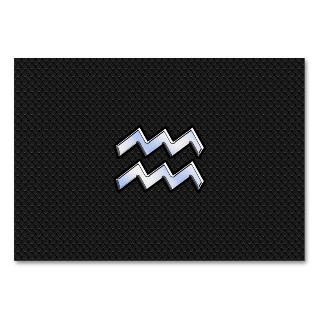 Chrome like Aquarius Zodiac Sign on snake Table Number (Front)