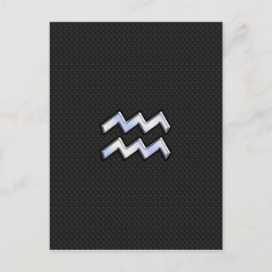 Chrome like Aquarius Zodiac Symbol on snake Postcard