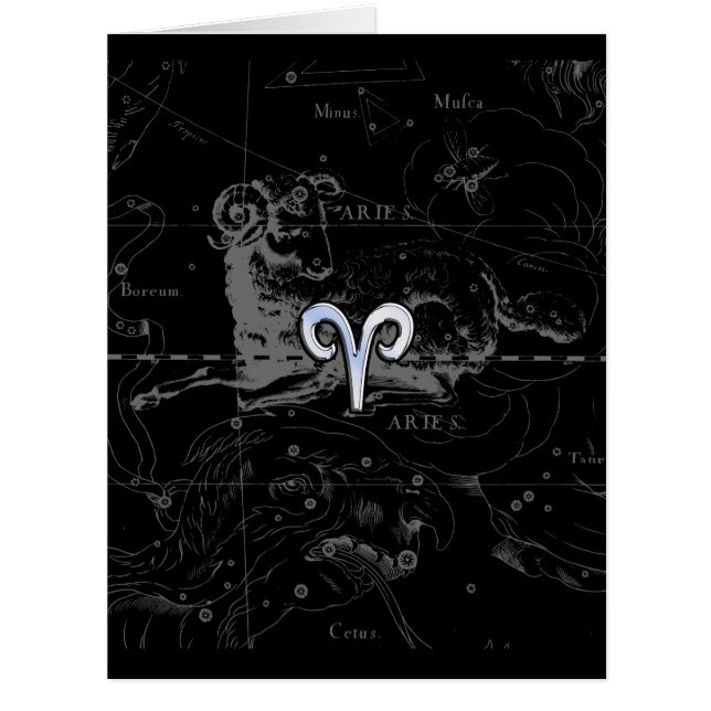 Chrome like Aries Zodiac Symbol on Hevelius 1690 (Front)