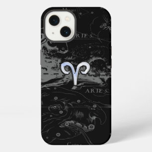 Chrome like Aries Zodiac Symbol on Hevelius iPhone Case