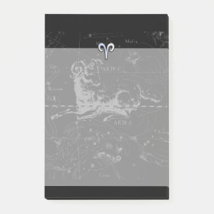 Chrome like Aries Zodiac Symbol on Hevelius Post-it Notes
