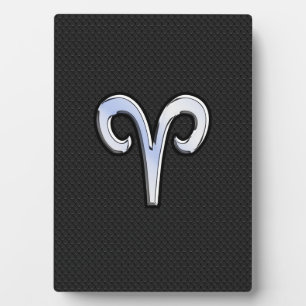 Chrome Like Aries Zodiac Symbol Plaque