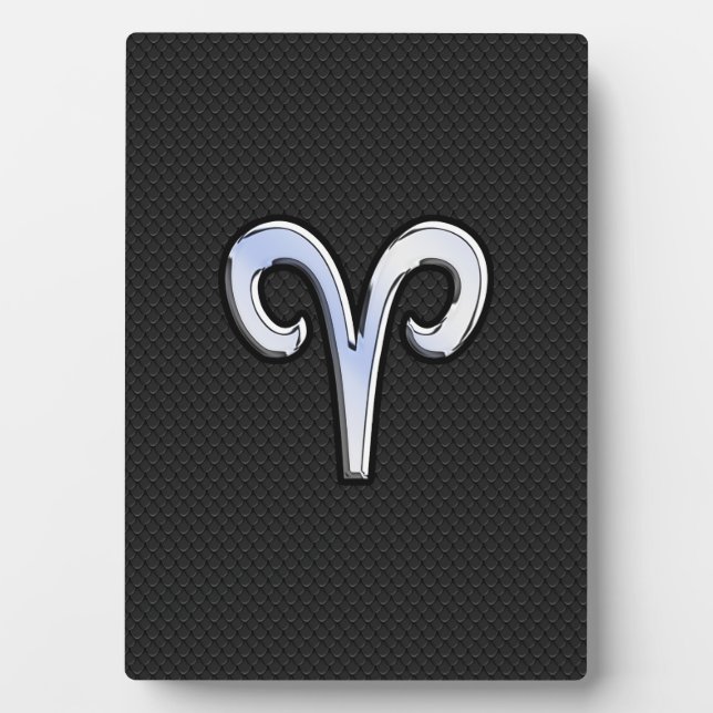 Chrome Like Aries Zodiac Symbol Plaque (Front)