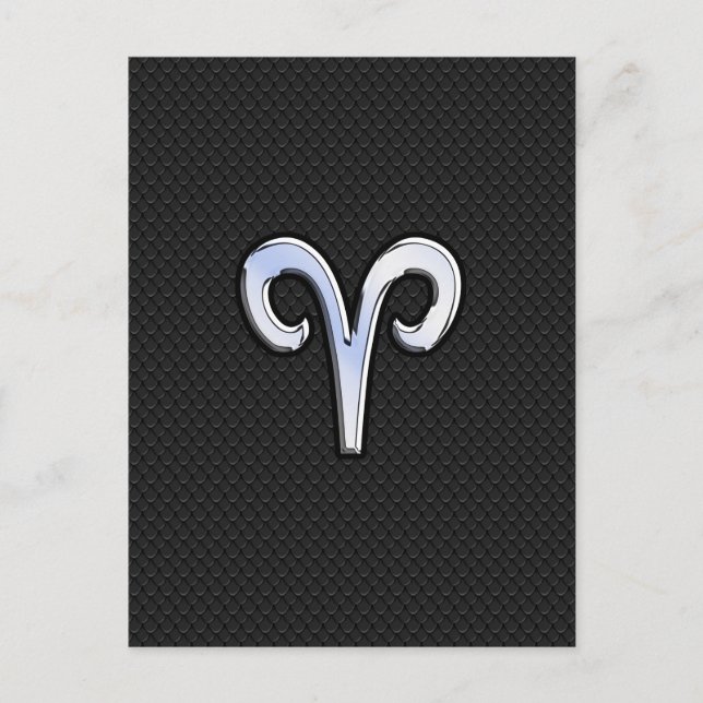 Chrome Like Aries Zodiac Symbol Postcard (Front)
