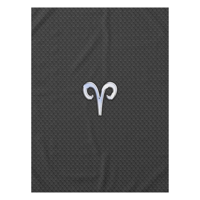 Chrome Like Aries Zodiac Symbol Snake Skin Style Tablecloth (Front)