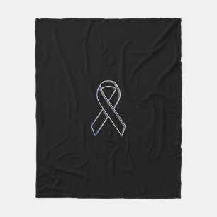 Chrome Like Black Ribbon Awareness Fleece Blanket