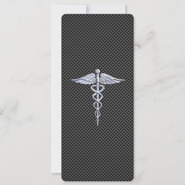 Chrome Like Caduceus Medical Symbol Carbon Fiber (Front)