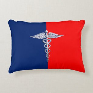 Chrome Like Caduceus Medical Symbol League Decor Decorative Cushion