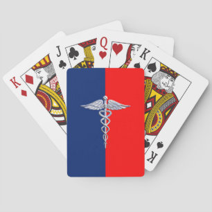 Chrome Like Caduceus Medical Symbol League Decor Playing Cards
