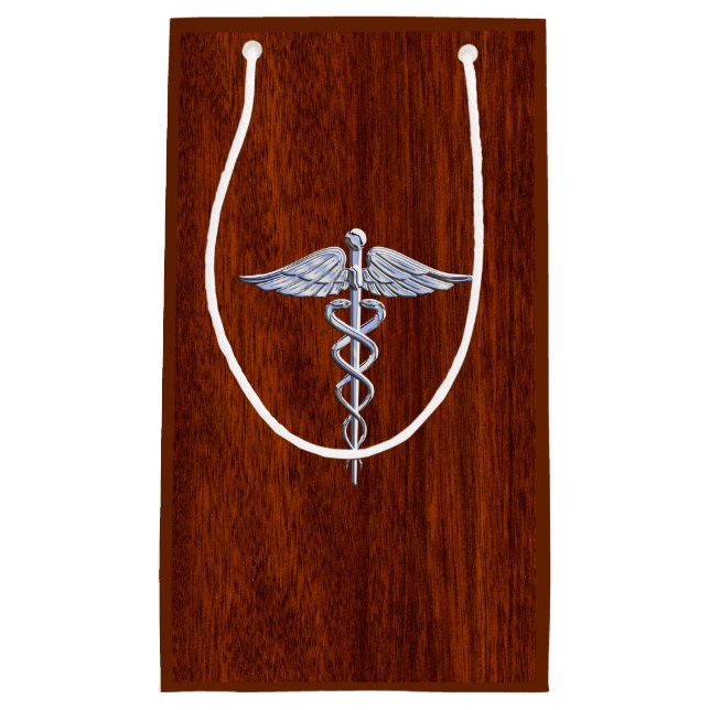 Chrome Like Caduceus Medical Symbol Mahogany Print Small Gift Bag (Front)