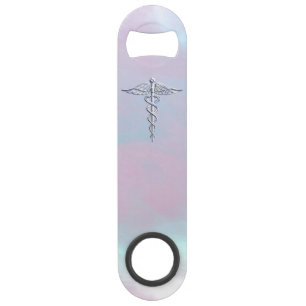 Chrome Like Caduceus Medical Symbol Mother Pearl