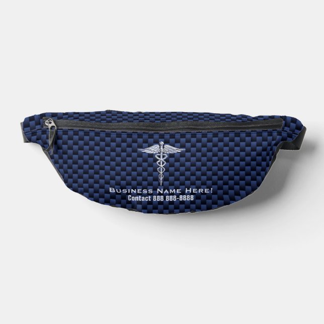 Chrome Like Caduceus Medical Symbol with Text Bum Bags (Lay Down)