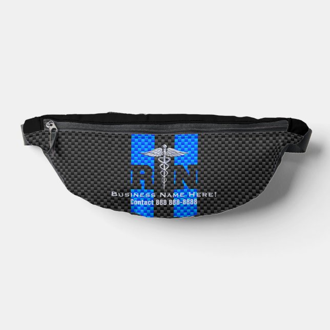 Chrome Like Caduceus Medical Symbol with Text RN Bum Bags (Lay Down)