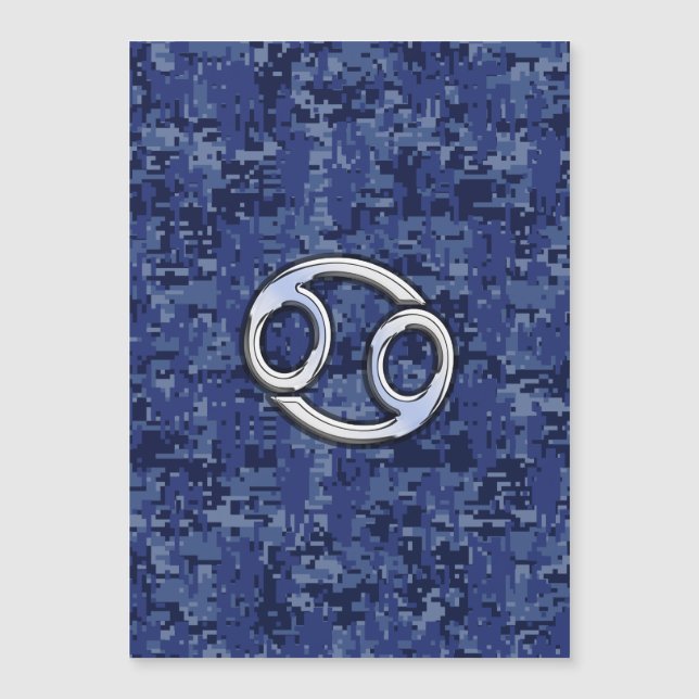 Chrome Like Cancer Sign on Blue Digital Camo (Front)