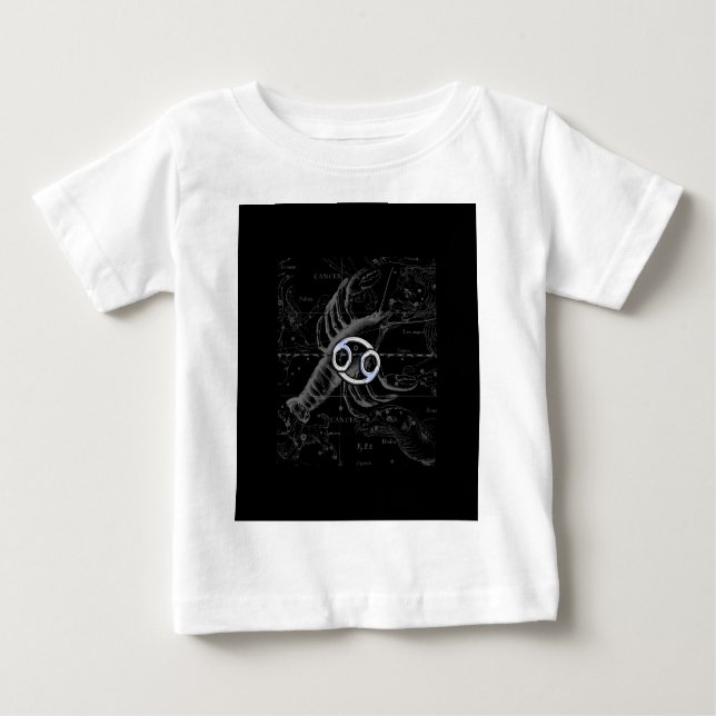 Chrome like Cancer Sign on Hevelius Engraving Baby T-Shirt (Front)