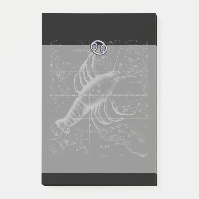 Chrome like Cancer Sign on Hevelius Engraving Post-it Notes (Front)