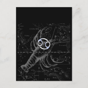 Chrome like Cancer Sign on Hevelius Engraving Postcard
