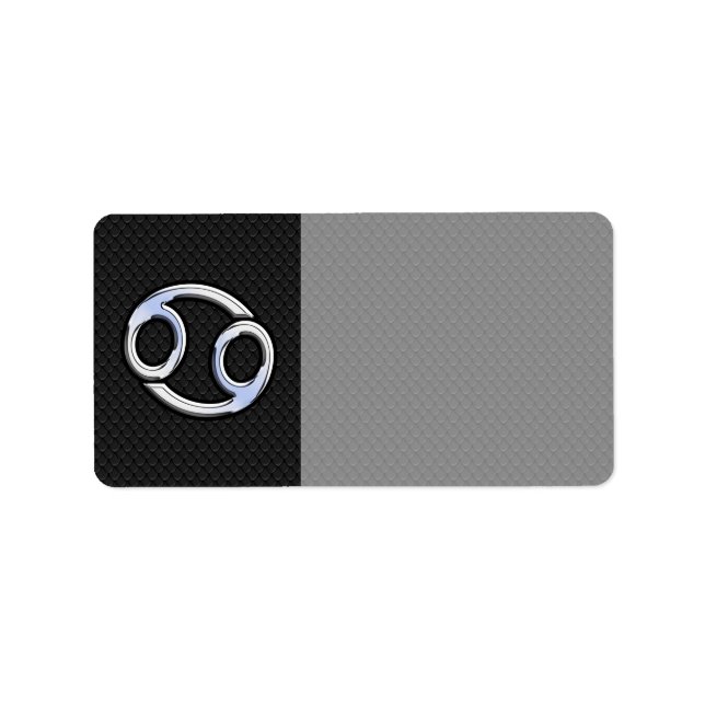 Chrome Like Cancer Zodiac Sign on Black Label (Front)