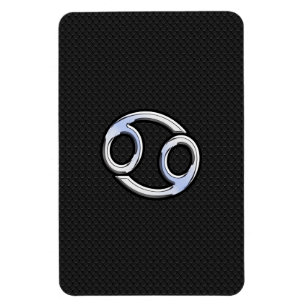 Chrome Like Cancer Zodiac Sign on Black Magnet