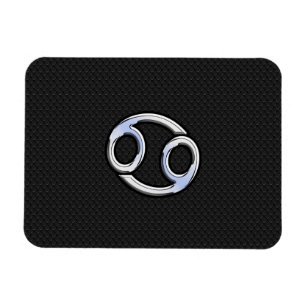 Chrome Like Cancer Zodiac Sign on Black Magnet
