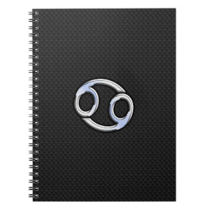 Chrome Like Cancer Zodiac Sign on Black Notebook