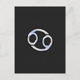 Chrome Like Cancer Zodiac Sign on Black Postcard