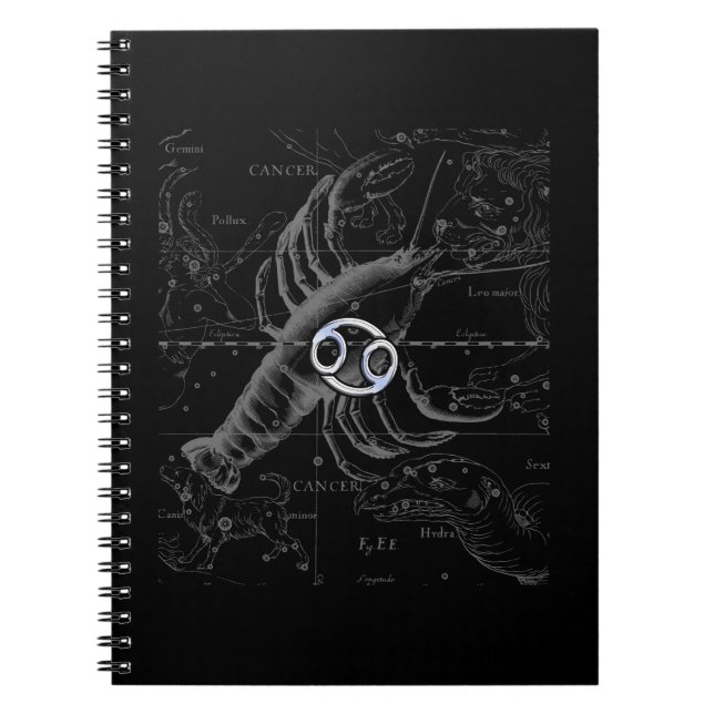 Chrome like Cancer Zodiac Sign on Hevelius Notebook (Front)