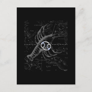 Chrome like Cancer Zodiac Sign on Hevelius Postcard