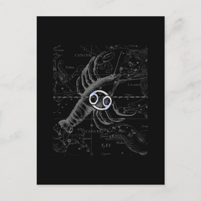Chrome like Cancer Zodiac Sign on Hevelius Postcard (Front)
