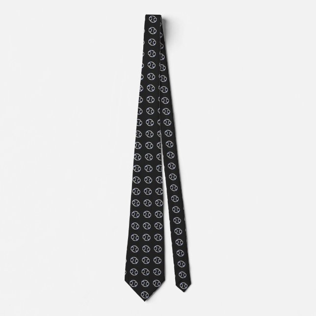 Chrome Like Cancer Zodiac Sign on Snake Decor Tie (Front)