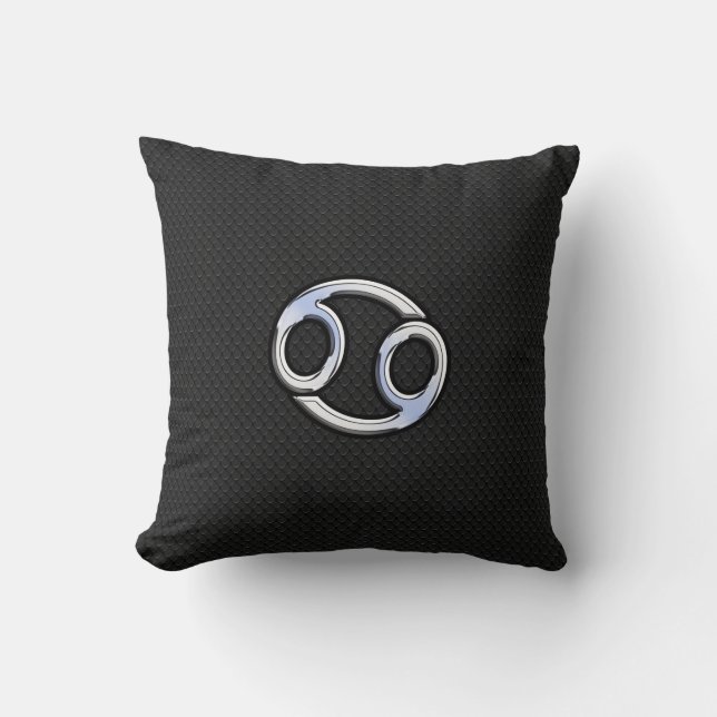 Chrome Like Cancer Zodiac Sign on Snake Skin Style Cushion (Front)